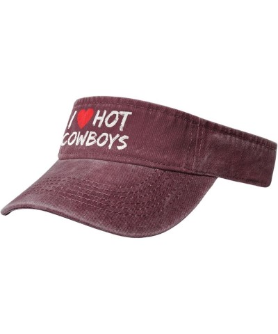 I Love Hot Cowboy Hat Sport Sun Visor Hats Funny Empty Top Baseball Sun Cap Headwear Red $10.78 Visors