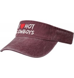 I Love Hot Cowboy Hat Sport Sun Visor Hats Funny Empty Top Baseball Sun Cap Headwear Red $10.78 Visors