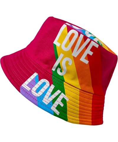 New! Pride Unisex Bucket Hat Reversible Double-Side-Wear Packable for Travel, Outdoors, and Beach Hot Pink Love is Love Cotto...