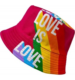 New! Pride Unisex Bucket Hat Reversible Double-Side-Wear Packable for Travel, Outdoors, and Beach Hot Pink Love is Love Cotto...