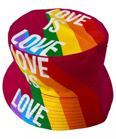 New! Pride Unisex Bucket Hat Reversible Double-Side-Wear Packable for Travel, Outdoors, and Beach Hot Pink Love is Love Cotto...