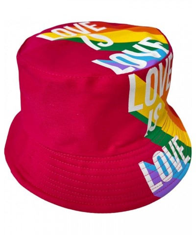 New! Pride Unisex Bucket Hat Reversible Double-Side-Wear Packable for Travel, Outdoors, and Beach Hot Pink Love is Love Cotto...