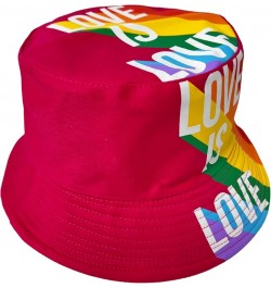 New! Pride Unisex Bucket Hat Reversible Double-Side-Wear Packable for Travel, Outdoors, and Beach Hot Pink Love is Love Cotto...