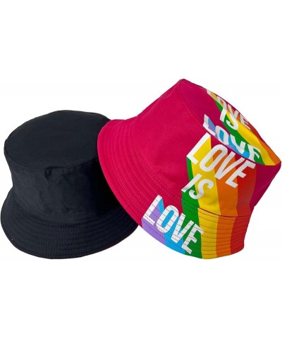 New! Pride Unisex Bucket Hat Reversible Double-Side-Wear Packable for Travel, Outdoors, and Beach Hot Pink Love is Love Cotto...