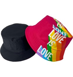 New! Pride Unisex Bucket Hat Reversible Double-Side-Wear Packable for Travel, Outdoors, and Beach Hot Pink Love is Love Cotto...