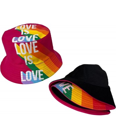 New! Pride Unisex Bucket Hat Reversible Double-Side-Wear Packable for Travel, Outdoors, and Beach Hot Pink Love is Love Cotto...