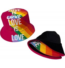 New! Pride Unisex Bucket Hat Reversible Double-Side-Wear Packable for Travel, Outdoors, and Beach Hot Pink Love is Love Cotto...