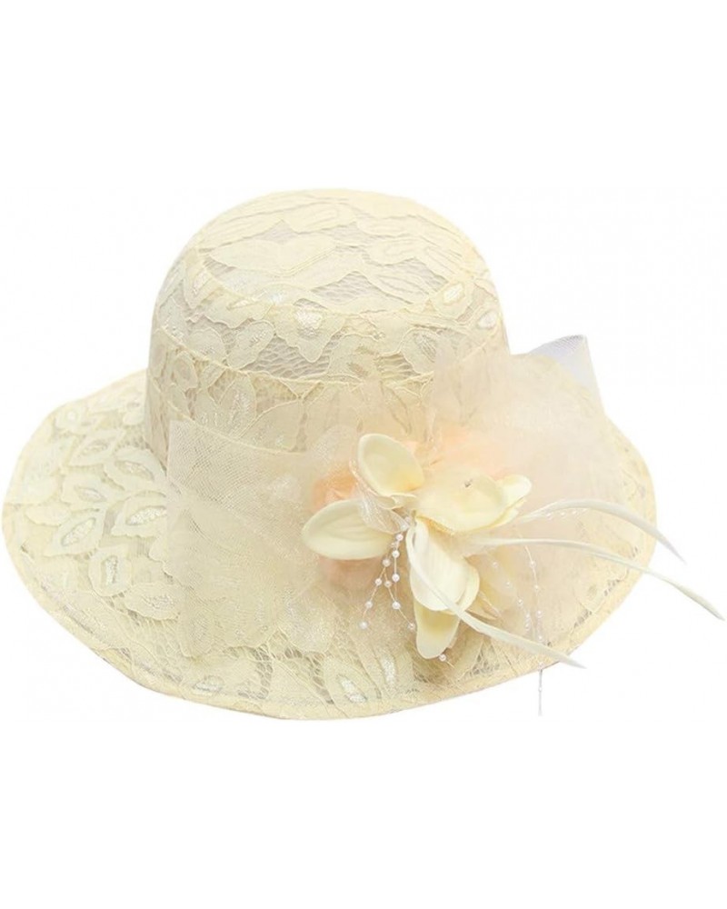 Women's Church Fascinator Bridal Tea Party Wedding Hat Baseball Caps for Toddlers Girls Yellow 5 $7.64 Baseball Caps