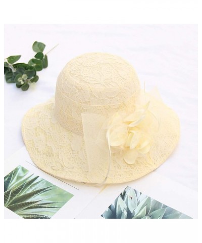 Women's Church Fascinator Bridal Tea Party Wedding Hat Baseball Caps for Toddlers Girls Yellow 5 $7.64 Baseball Caps