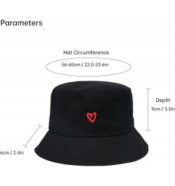 Bucket Hat for Women Men - Travel Sun Beach Embroidered Bucket Hat Unisex Fisherman Hat Outdoor Heart Black $10.24 Bucket Hats