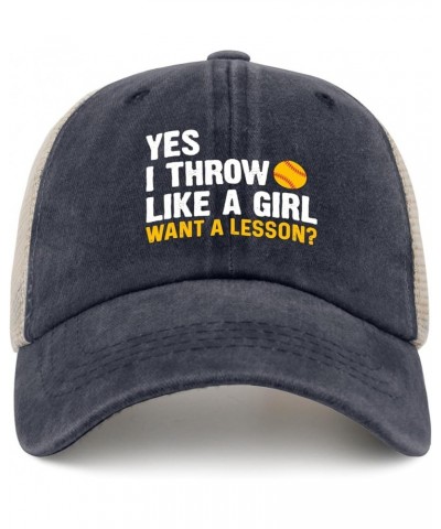 Yes I Throw Like A Girl, Want A Lesson Sun hat Army hat AllBlack Black Bucket hat Gifts for Him Golf Cap Purplish Blue04 $7.4...