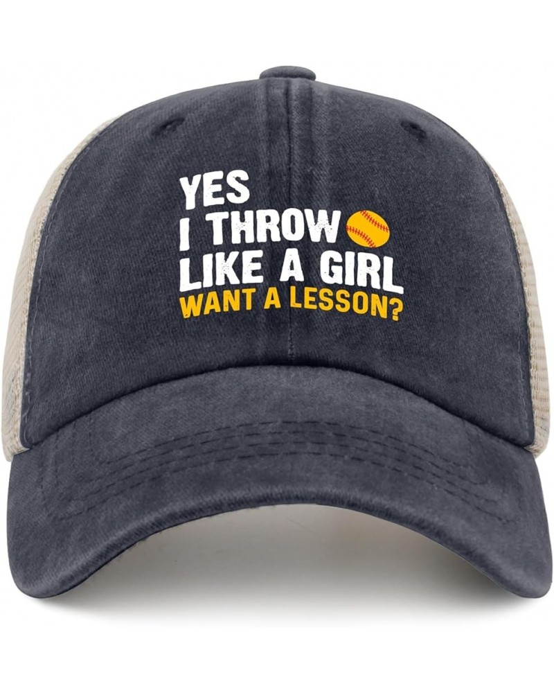 Yes I Throw Like A Girl, Want A Lesson Sun hat Army hat AllBlack Black Bucket hat Gifts for Him Golf Cap Purplish Blue04 $7.4...