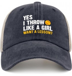 Yes I Throw Like A Girl, Want A Lesson Sun hat Army hat AllBlack Black Bucket hat Gifts for Him Golf Cap Purplish Blue04 $7.4...