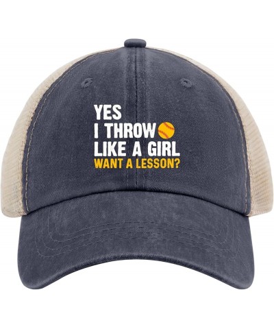 Yes I Throw Like A Girl, Want A Lesson Sun hat Army hat AllBlack Black Bucket hat Gifts for Him Golf Cap Purplish Blue04 $7.4...