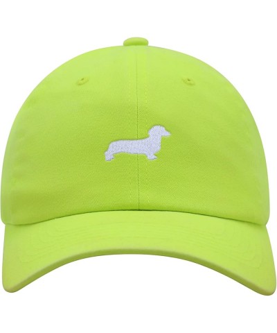 Dachshund Silhouette Premium Dad Hat Embroidered Cotton Baseball Cap Outline Neon Yellow $14.74 Baseball Caps