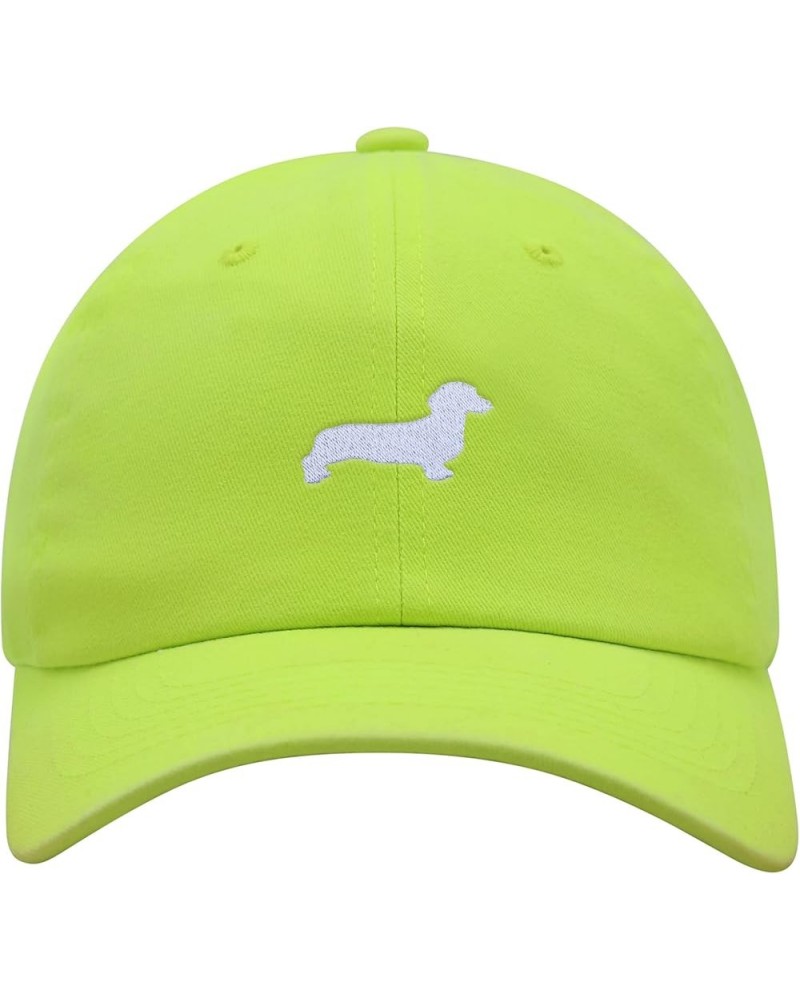 Dachshund Silhouette Premium Dad Hat Embroidered Cotton Baseball Cap Outline Neon Yellow $14.74 Baseball Caps