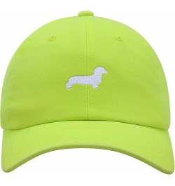 Dachshund Silhouette Premium Dad Hat Embroidered Cotton Baseball Cap Outline Neon Yellow $14.74 Baseball Caps