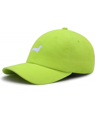 Dachshund Silhouette Premium Dad Hat Embroidered Cotton Baseball Cap Outline Neon Yellow $14.74 Baseball Caps