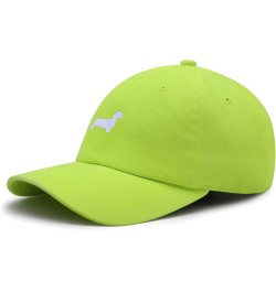 Dachshund Silhouette Premium Dad Hat Embroidered Cotton Baseball Cap Outline Neon Yellow $14.74 Baseball Caps