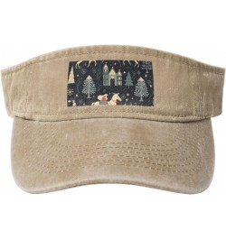 House Deer Tree Christmas Print Ladies' Washed Denim Open-Top Hat for Outdoor Decorations and Daily Use $13.72 Sun Hats