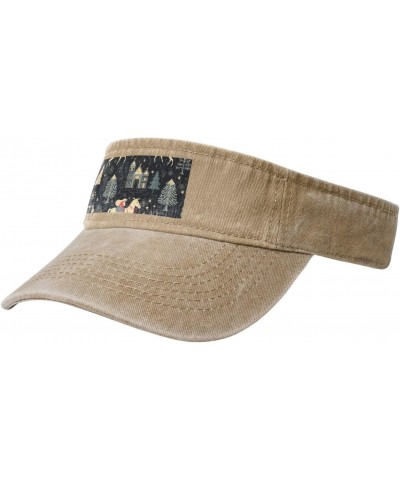 House Deer Tree Christmas Print Ladies' Washed Denim Open-Top Hat for Outdoor Decorations and Daily Use $13.72 Sun Hats