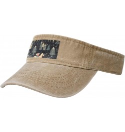 House Deer Tree Christmas Print Ladies' Washed Denim Open-Top Hat for Outdoor Decorations and Daily Use $13.72 Sun Hats