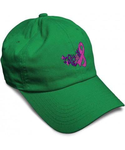 Soft Baseball Cap Cancer Pink Ribbon Butterfly Embroidery Love Cotton Embroidered Dad Hats for Men & Women Kelly Green Design...