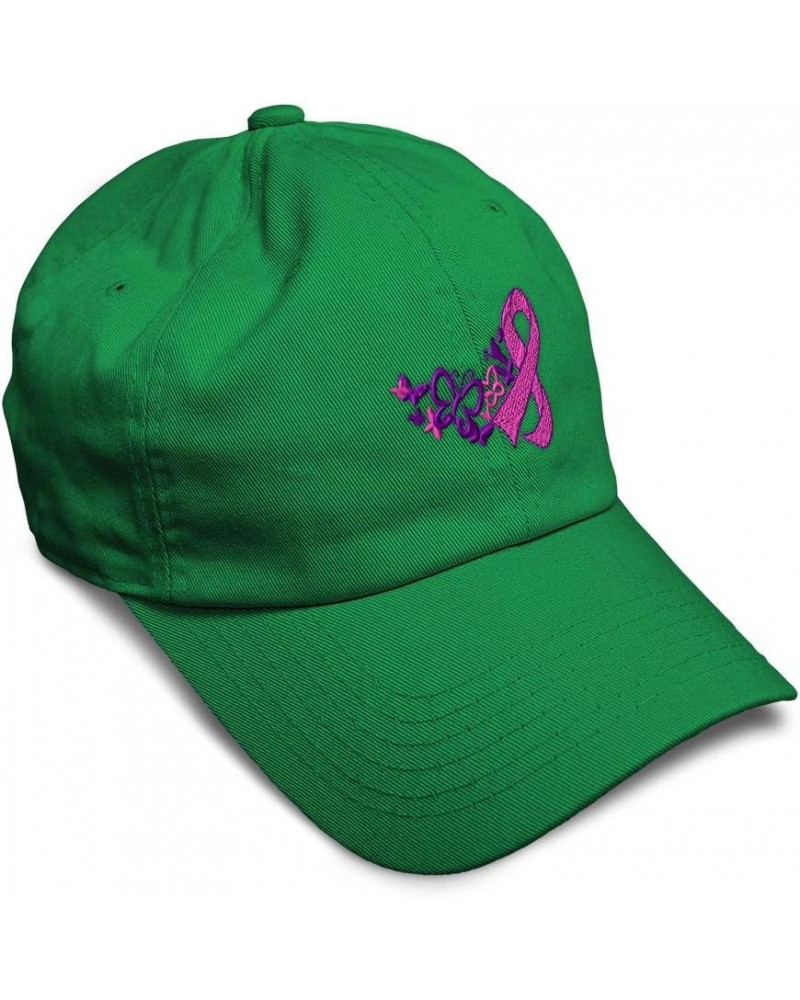 Soft Baseball Cap Cancer Pink Ribbon Butterfly Embroidery Love Cotton Embroidered Dad Hats for Men & Women Kelly Green Design...