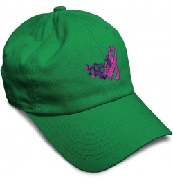 Soft Baseball Cap Cancer Pink Ribbon Butterfly Embroidery Love Cotton Embroidered Dad Hats for Men & Women Kelly Green Design...