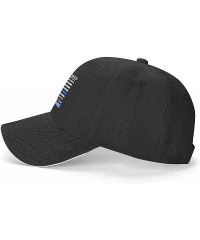 Thin Blue Line Police America Flag Men Womens Sandwich Hat Classic Adjustable Trucker Hat Dad Hat Black Black $13.72 Baseball...