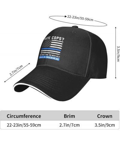 Thin Blue Line Police America Flag Men Womens Sandwich Hat Classic Adjustable Trucker Hat Dad Hat Black Black $13.72 Baseball...