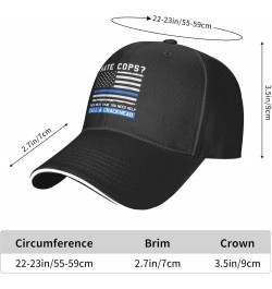 Thin Blue Line Police America Flag Men Womens Sandwich Hat Classic Adjustable Trucker Hat Dad Hat Black Black $13.72 Baseball...