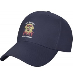 Short Life Play with Your Dog Hat Baseball Cap Fashion Dad Hat Curved Brim Snapback Caps for Men Women Navy Blue $9.16 Baseba...