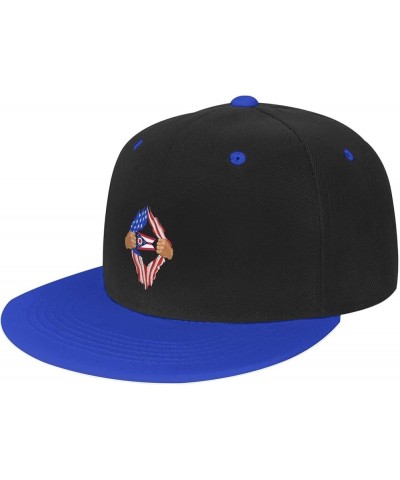 Hand Tear Flag of Ohio Baseball Cap for Men Women Snapback Hat Adjustable Flat Bill Hats Blue $13.84 Baseball Caps