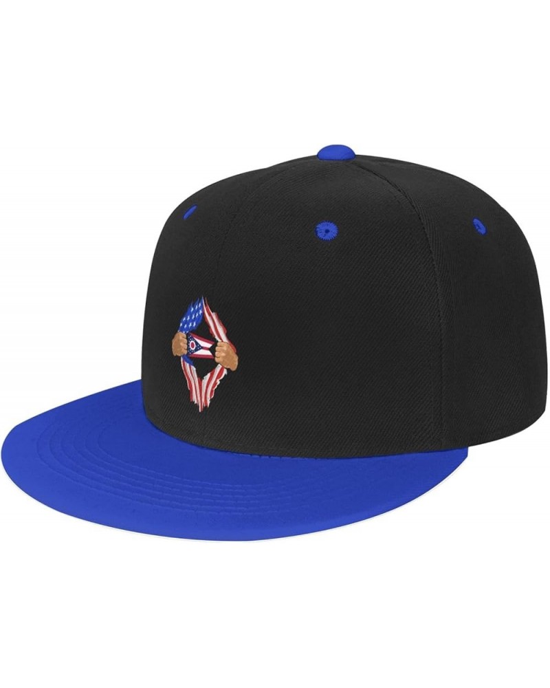 Hand Tear Flag of Ohio Baseball Cap for Men Women Snapback Hat Adjustable Flat Bill Hats Blue $13.84 Baseball Caps