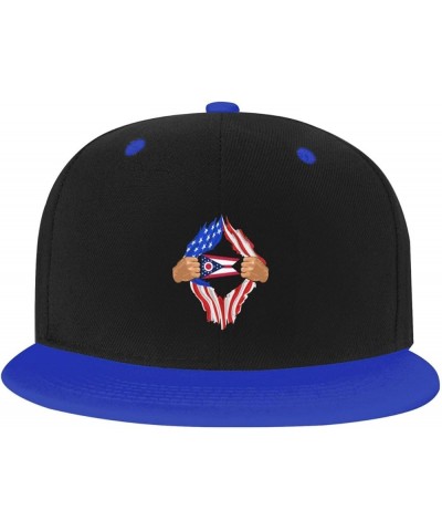 Hand Tear Flag of Ohio Baseball Cap for Men Women Snapback Hat Adjustable Flat Bill Hats Blue $13.84 Baseball Caps