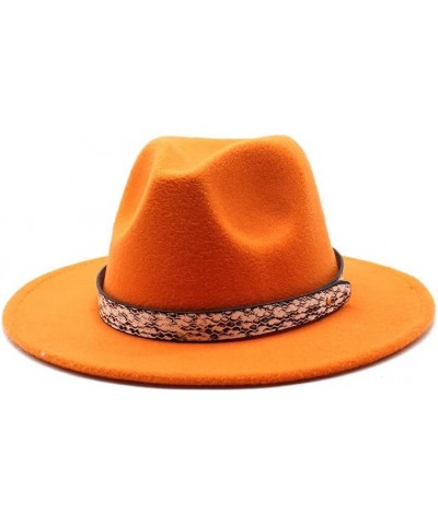 Cap Autumn and Winter New Big Brim Hat Fashion Flat Top Hat Men and Women's Woolen Jazz Hat Fengyan Cowboy Hats Orange $16.22...