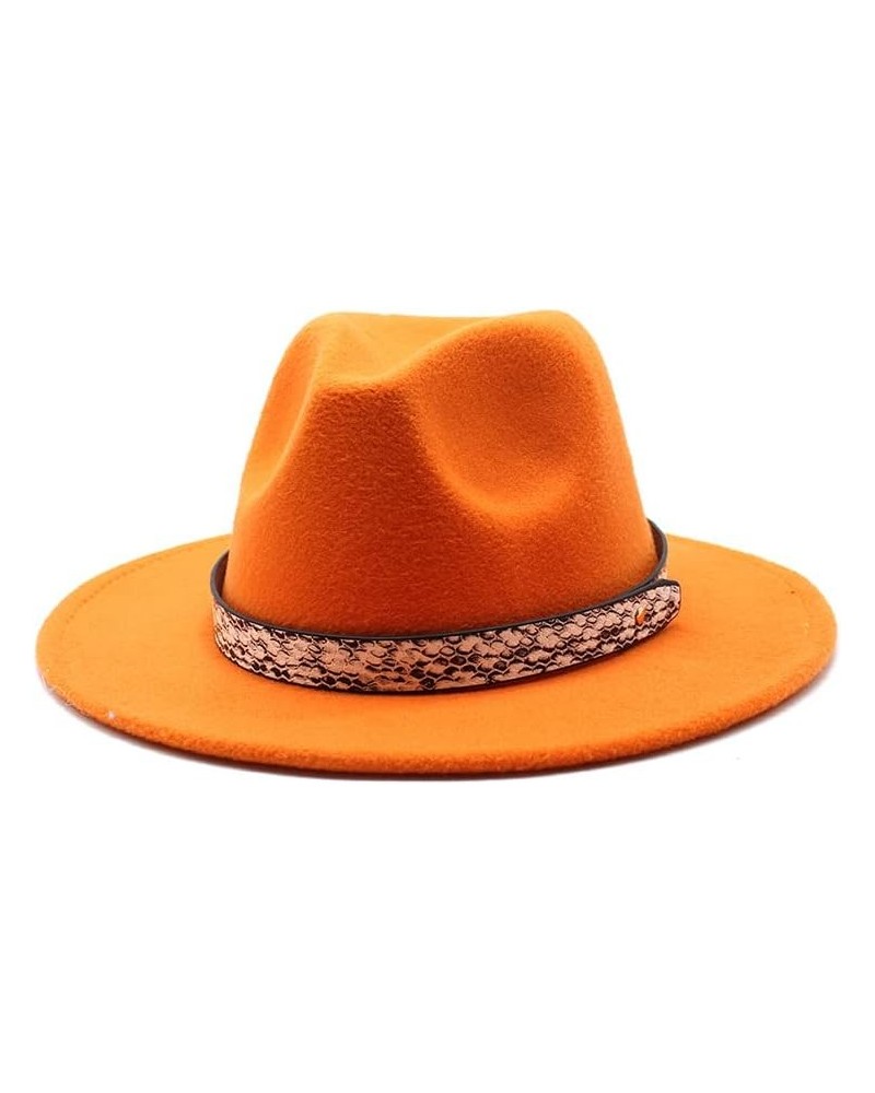 Cap Autumn and Winter New Big Brim Hat Fashion Flat Top Hat Men and Women's Woolen Jazz Hat Fengyan Cowboy Hats Orange $16.22...