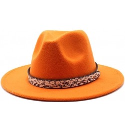 Cap Autumn and Winter New Big Brim Hat Fashion Flat Top Hat Men and Women's Woolen Jazz Hat Fengyan Cowboy Hats Orange $16.22...