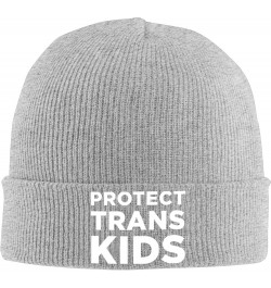 Protect Trans Kids Warm Winter Hats Black Thick Knit Cuff Beanie Cap with Lining Classic Men's Gray $12.92 Skullies & Beanies