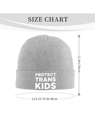 Protect Trans Kids Warm Winter Hats Black Thick Knit Cuff Beanie Cap with Lining Classic Men's Gray $12.92 Skullies & Beanies