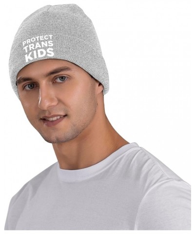 Protect Trans Kids Warm Winter Hats Black Thick Knit Cuff Beanie Cap with Lining Classic Men's Gray $12.92 Skullies & Beanies