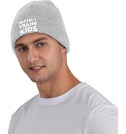 Protect Trans Kids Warm Winter Hats Black Thick Knit Cuff Beanie Cap with Lining Classic Men's Gray $12.92 Skullies & Beanies