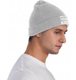 Protect Trans Kids Warm Winter Hats Black Thick Knit Cuff Beanie Cap with Lining Classic Men's Gray $12.92 Skullies & Beanies