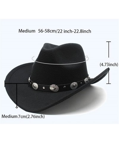 mdlian Cowboy Hat Men's Wool Felt Autumn Winter Vintage Wide Brim Fedora Hat E $38.13 Cowboy Hats