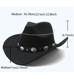 mdlian Cowboy Hat Men's Wool Felt Autumn Winter Vintage Wide Brim Fedora Hat E $38.13 Cowboy Hats