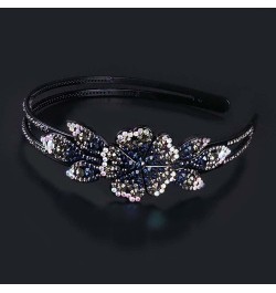 Flower Rhinestone Headband with Teeth Comb for Women Girls, WideBrimmed Headband,Bling Crystal Beaded Headband Nonslip Hair H...