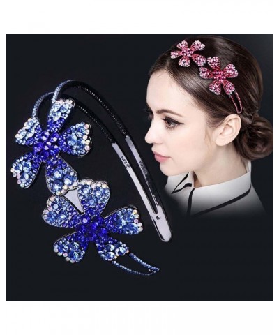 Flower Rhinestone Headband with Teeth Comb for Women Girls, WideBrimmed Headband,Bling Crystal Beaded Headband Nonslip Hair H...