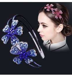 Flower Rhinestone Headband with Teeth Comb for Women Girls, WideBrimmed Headband,Bling Crystal Beaded Headband Nonslip Hair H...