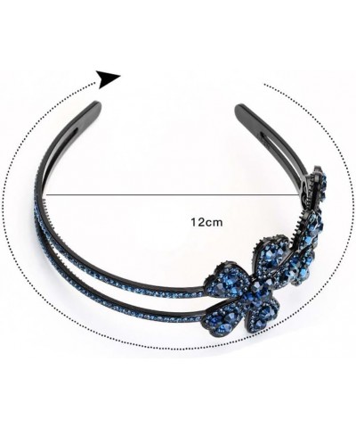 Flower Rhinestone Headband with Teeth Comb for Women Girls, WideBrimmed Headband,Bling Crystal Beaded Headband Nonslip Hair H...